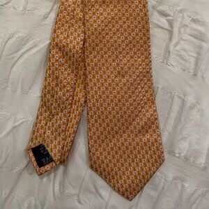 Valentino Silk Tie, orange, pink, white pattern, VGC